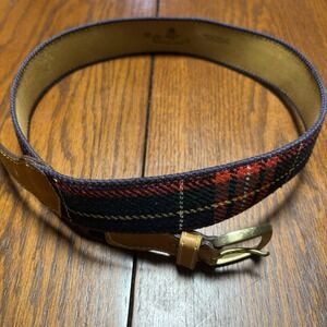 vintage Canterbury tartan leather-trim belt Size 36